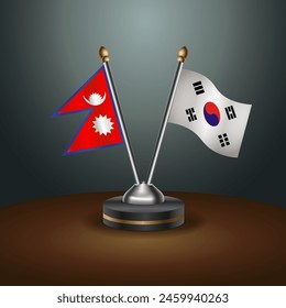 Nepal und Südkorea - Tabellenflaggen mit Gradientenhintergrund. Vektorillustration