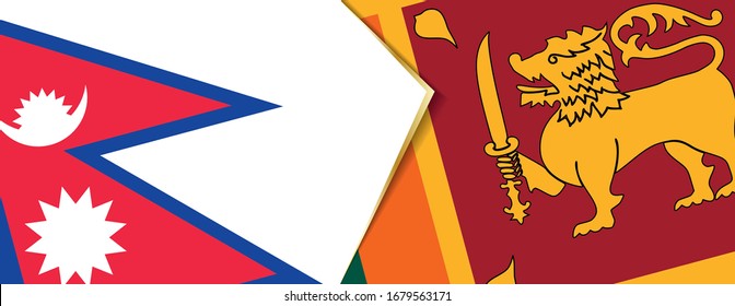 Nepal and Sri Lanka flags, two vector flags symbol of relationship or confrontation.
