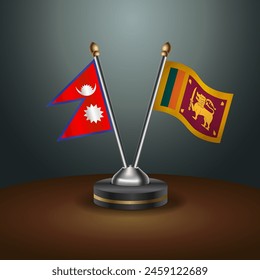 Nepal and Sri Lanka table flags relation with gradient backgrund. Vector Illustration