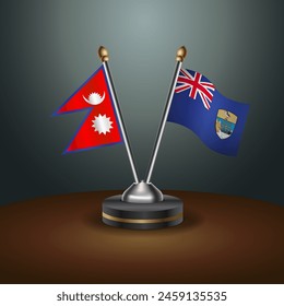 Nepal and ST. Helena table flags relation with gradient backgrund. Vector Illustration