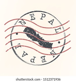 Nepal Stamp Postal. Map Silhouette Seal. Passport Round Design. Vector Icon. Design Retro Travel.