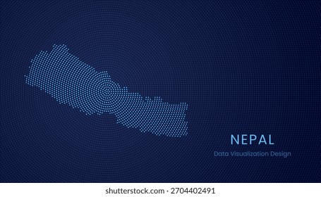 Nepal stilisierte gepunktete Karte in modernem zirkulärem Data-Tech-Visualisierungskonzept.