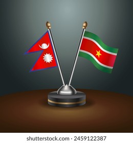 Nepal and Suriname table flags relation with gradient backgrund. Vector Illustration