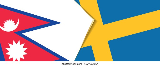 Nepal and Sweden flags, two vector flags symbol of relationship or confrontation.