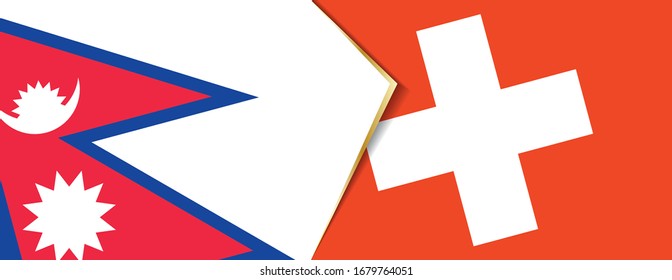 Nepal and Switzerland flags, two vector flags symbol of relationship or confrontation.