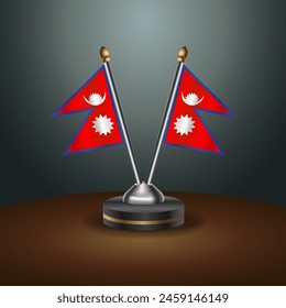 Nepal table flags relation with gradient backgrund. Vector Illustration