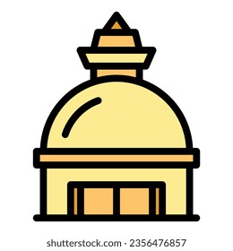 Nepal temple icon outline vector. Skyline landmark. Culture city color flat