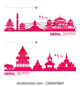 Nepal Travel Destination vector illustration.