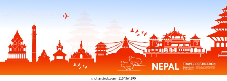 Nepal Travel Destination vector illustration.