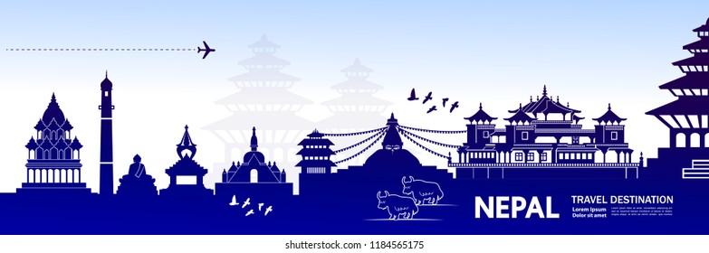 Nepal Travel Destination vector illustration.