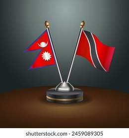 Nepal and Trinidad and Tobago table flags relation with gradient backgrund. Vector Illustration
