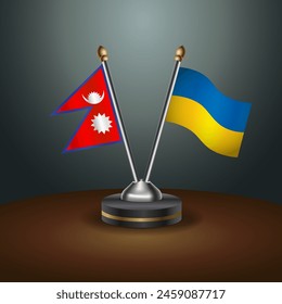 Nepal and Ukraine table flags relation with gradient backgrund. Vector Illustration