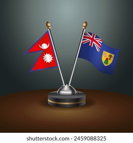 Nepal and United Arab Emirates table flags relation with gradient backgrund. Vector Illustration