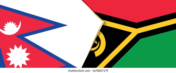 Nepal and Vanuatu flags, two vector flags symbol of relationship or confrontation.