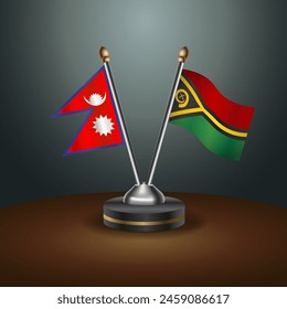 Nepal and Vanuatu table flags relation with gradient backgrund. Vector Illustration