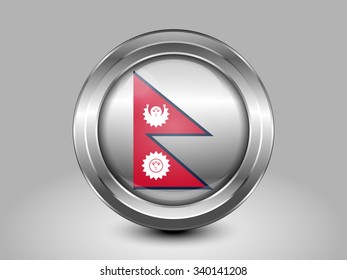 Nepal Variant Flag. Metal Round Icons. This is File from the Collection Asian Flags