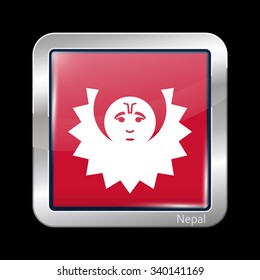 Nepal Variant Flag. Metallic Icon Square Shape. This is File from the Collection Flags of Asia