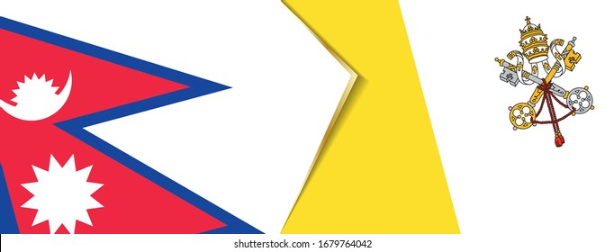 Die Flaggen Nepals und Vatikanstadt, zwei Vektorillustrationen Flaggen Symbol für Beziehung oder Konfrontation.