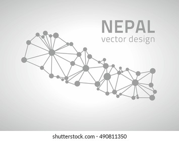 Nepal vector grey dot mosaic perspective triangle map