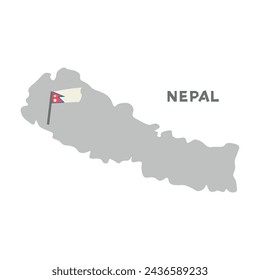 Nepal vector map with the flag inside. Map of the Nepal with the national flag isolated on white background. Vector illustration