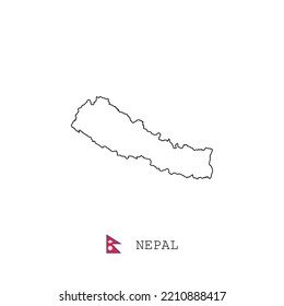 Nepal Vector Map Outline Line Linear Stock Vector (royalty Free 