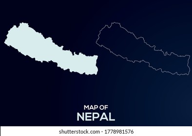 Nepal vector map silhouette isolated. Abstract design, High detailed silhouette illustration. Full Editable Nepal map vector file.Nepal vector map silhouette isolated. Abstract design