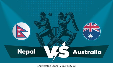 Nepal VS Australia Match , Australia Vs Nepal cricket match , Cricket match concept with creative illustration.eps