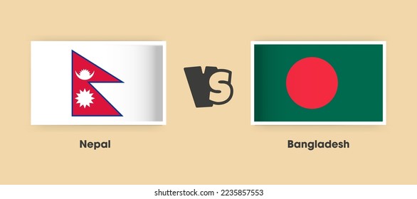 Nepal vs Bangladesh flags placed side by side. Creative stylish national flags of Nepal vs Bangladesh with background