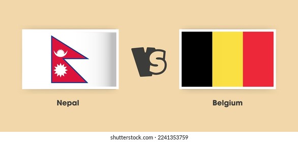 Nepal vs Belgium flags placed side by side. Creative stylish national flags of Nepal vs Belgium with background