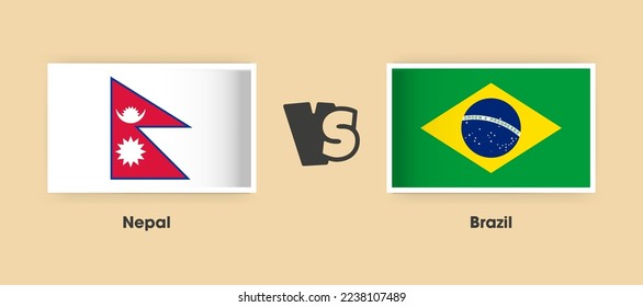 Nepal vs Brazil flags placed side by side. Creative stylish national flags of Nepal vs Brazil with background