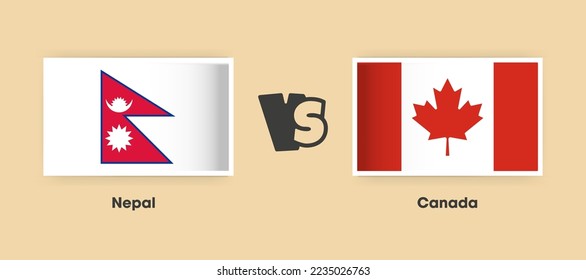 Nepal vs Canada flags placed side by side. Creative stylish national flags of Nepal vs Canada with background