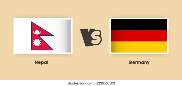 Nepal vs Germany flags placed side by side. Creative stylish national flags of Nepal vs Germany with background