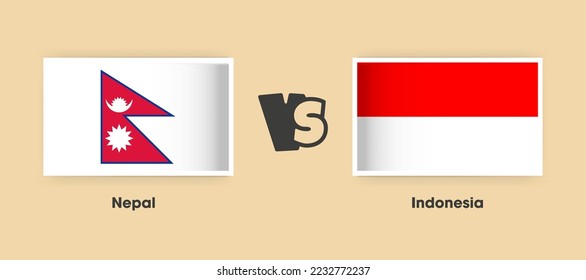 Nepal vs Indonesia flags placed side by side. Creative stylish national flags of Nepal vs Indonesia with background