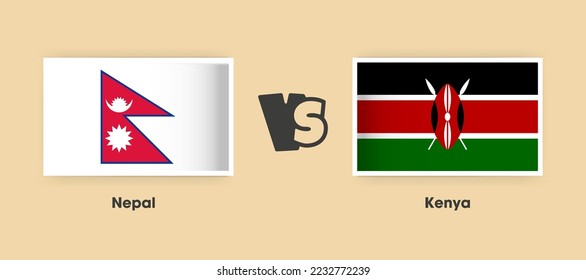 Nepal vs Kenya flags placed side by side. Creative stylish national flags of Nepal vs Kenya with background