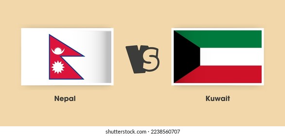 Nepal vs Kuwait flags placed side by side. Creative stylish national flags of Nepal vs Kuwait with background