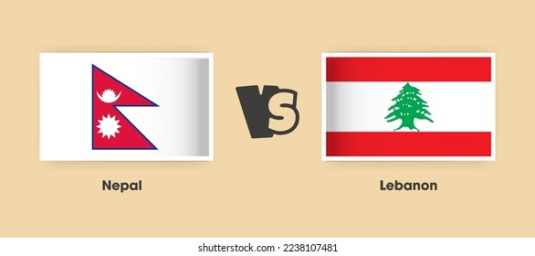 Nepal vs Lebanon flags placed side by side. Creative stylish national flags of Nepal vs Lebanon with background