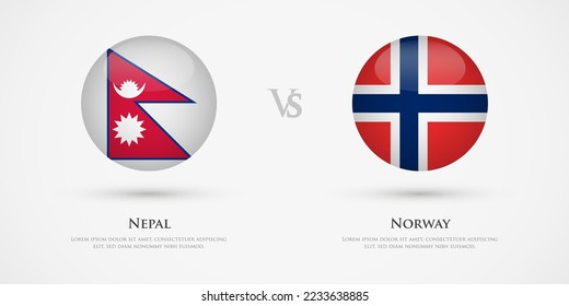 Nepal vs Norway country flags template. The concept for game, competition, relations, friendship, cooperation, versus.