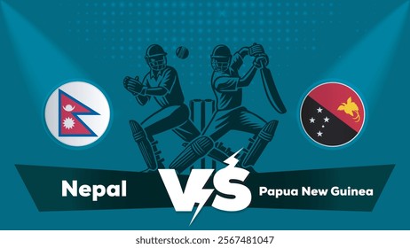 Nepal VS Papua New Guinea Match , Papua New Guinea Vs Nepal cricket match , Cricket match concept with creative illustration.eps