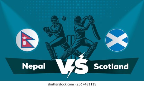 Nepal VS Scotland , Scotland Vs Nepal 
 cricket match , Cricket match concept with creative illustration.eps