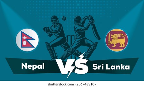 Nepal VS Sri Lanka , Sri Lanka Vs Nepal cricket match , Cricket match concept with creative illustration.eps