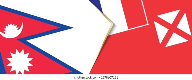Nepal and Wallis and Futuna flags, two vector flags symbol of relationship or confrontation.