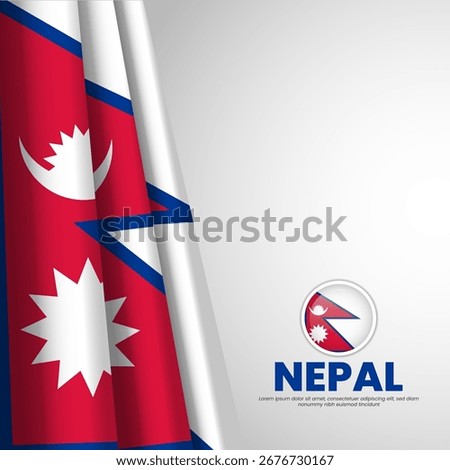 Nepal warving flag for greeting card, square banner background