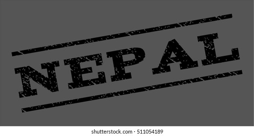 Nepal watermark stamp. Text caption between parallel lines with grunge design style. Rubber seal stamp with dirty texture. Vector black color ink imprint on a gray background.