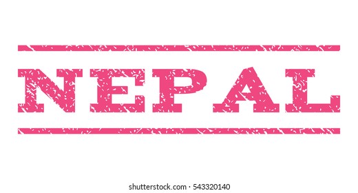 Nepal watermark stamp. Text tag between horizontal parallel lines with grunge design style. Rubber seal stamp with unclean texture. Vector pink color ink imprint on a white background.