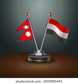 Nepal and Yemen table flags relation with gradient backgrund. Vector Illustration