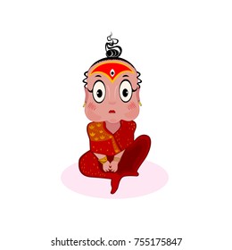 Nepalese Goddess Kumari Vector Illustration Cartoon Stock Vector ...