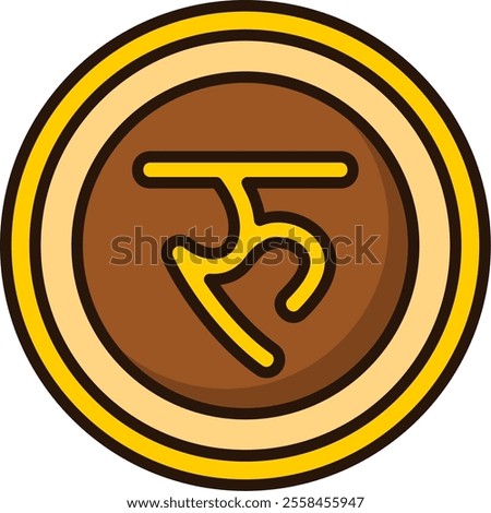 Nepalese Rupee Filled Style Icon Design