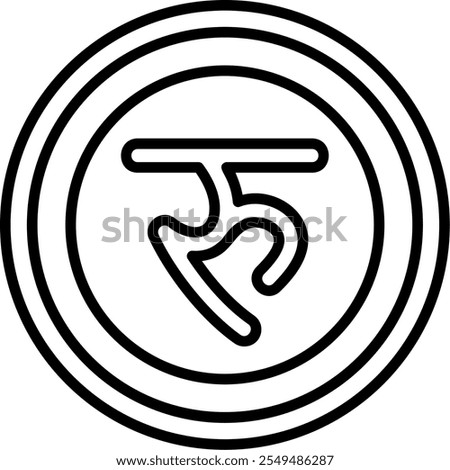 Nepalese Rupee Note Outline Style Icon Design