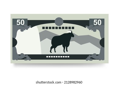 Nepalese Rupee Vector Illustration. Nepal money set bundle banknotes. Paper money 50 NPR. Flat style. Isolated on white background. Simple minimal design.