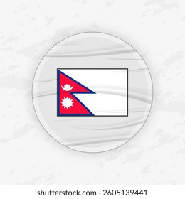 Nepali Flag in a Circular Emblem Design, Abstract Round Sticker Illustration. This high-quality vector graphic is perfect for use in patriotic designs, international events, sport competitions.